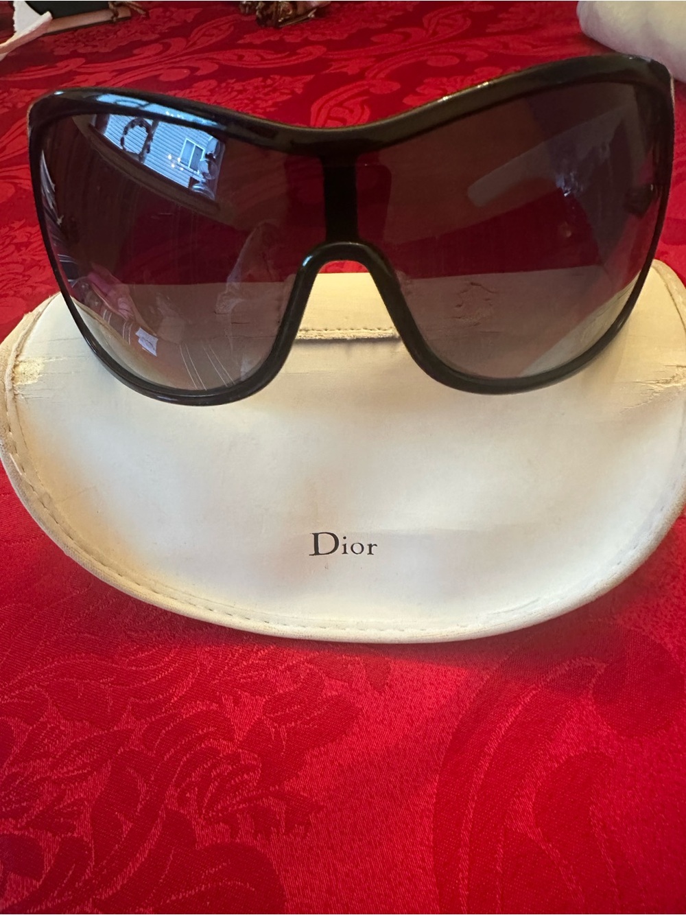 Dior Women's Oversized Black & White Sunglasses Cherry tree Design